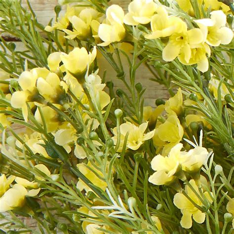 Yellow Artificial Wax Flower Bush Bushes Bouquets Floral Supplies