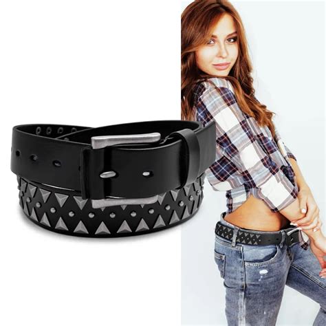 Buy Punk Style Belts Rivet Studded Geometric Design