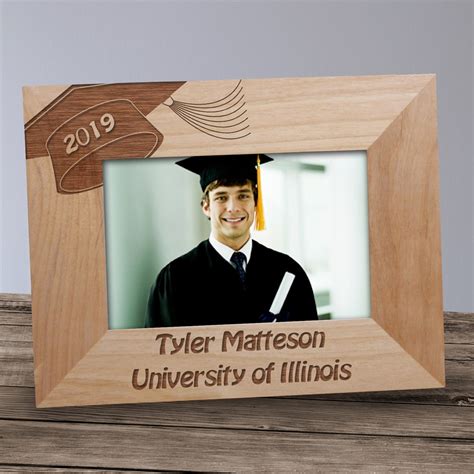 Personalized graduation gifts for friends. Graduation Engraved Wood Photo Frame | GiftsForYouNow
