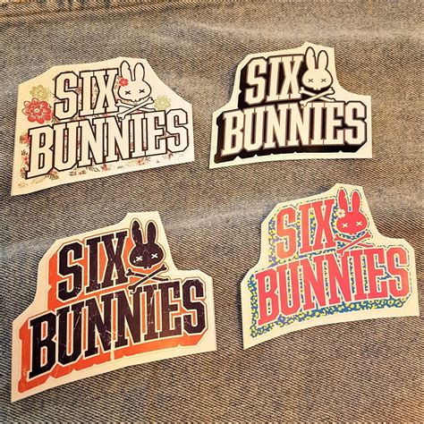 Six Bunnies Sticker Logo Text