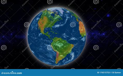Planet Earth From Space Realistic World Globe Spinning Slowly