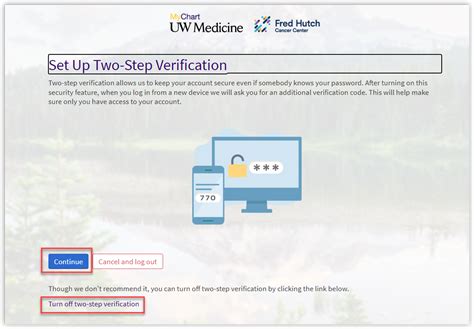 Mychart Two Step Verification Instructional Page Uw Medicine