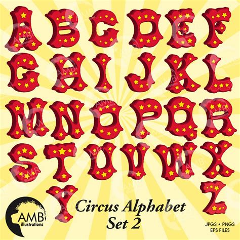 Circus Alphabet Circus Letters With Stars Circus Fonts Etsy