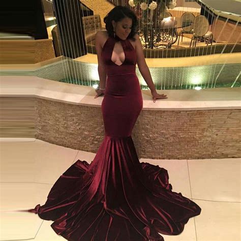 Sexy African Burgundy Velvet Prom Dress 2017 Royal Blue Long Mermaid