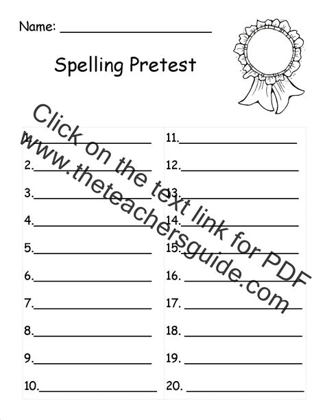 Spelling Test For Third Graders