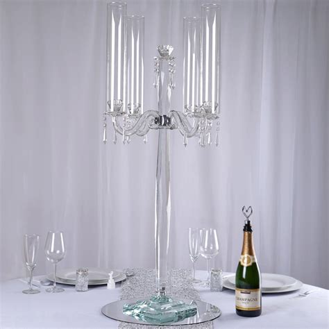 3 Ft Tall 4 Arm Premium Crystal Glass Candle Holder Efavormart Crystal Candelabra Glass