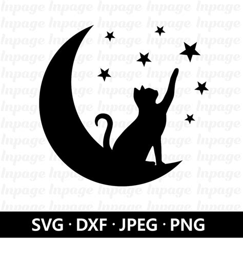 Moon Cat Svg Cat Svg Files For Silhouette Cameo Andcricutmoon Etsy