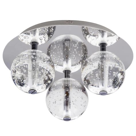 It is equipped with a dewdrop led loop that emits a warm white, pleasant and atmospheric light that shines from inside the ball. Droplet 3 Light LED Glass Ball Flush Ceiling Light - Chrome