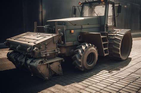 Premium Ai Image A Tractor Sits In A Warehouse With The Word Tractor