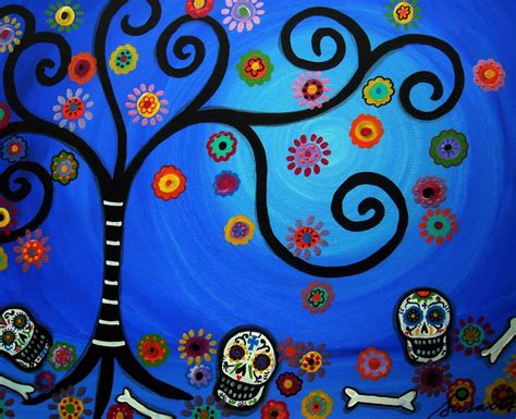 Arbol De La Vidatree Of Life Mexican Folk Art Painting Skull Wall