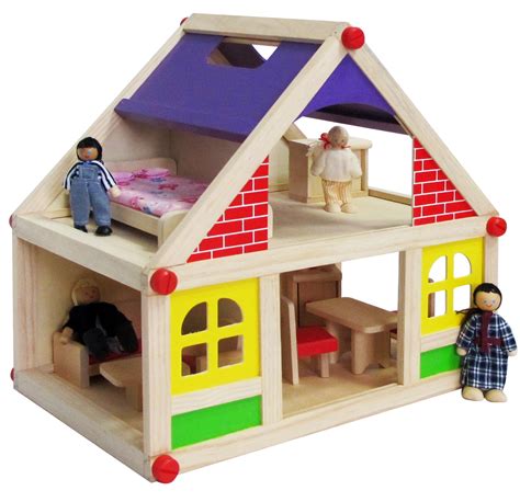 Children Kids 13pc Wooden Doll House Toy Furniture Figurines