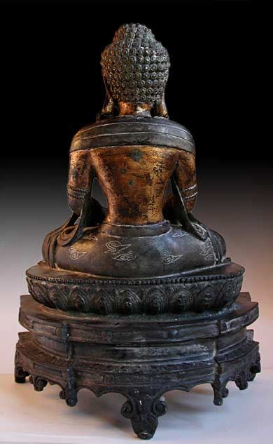 Antique Chinese Gilt Bronze Amitabha Buddha Statue