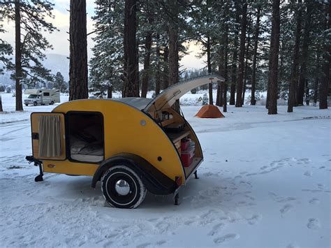 And lucky for you, it's your rig and you can take it anywhere you'd like to go. Tiny Yellow Teardrop: Teardrop Trailer Snow Camping