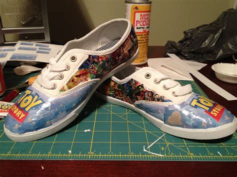 Mod Podge Shoes Toy Story Collage Shoe Refashion Disney Diy Diy Shoes