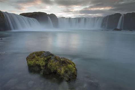 Godafoss Waterfall At Sunset Myvatn Iceland Available As Framed