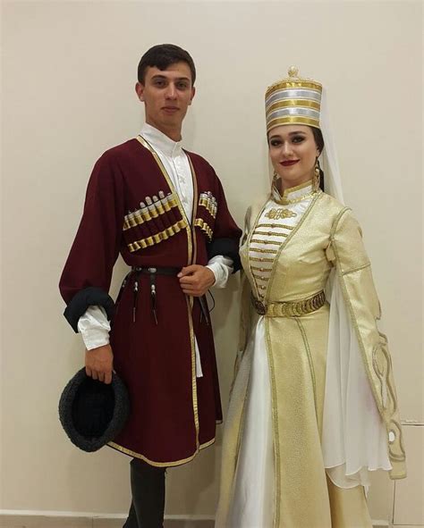 Young Circassian Man And Woman In Traditional Circassian Wear