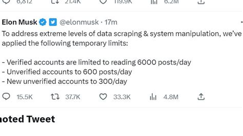 Twitter Applies Temporary Reading Limits For All Users Elon Musk