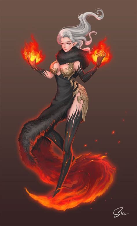 raven the fire mage by shinekoshin fantasy character design female