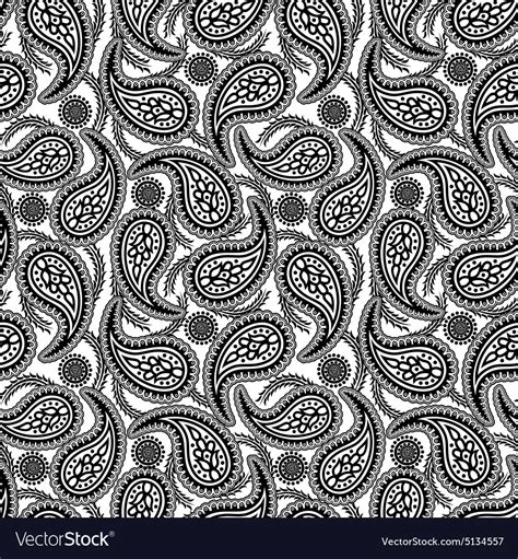 Black And White Paisley Seamless Pattern Vector Image
