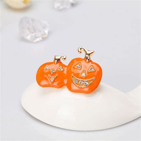 Fashion Crystal Pave Halloween Pumpkin Brooch Halloween Pin Etsy