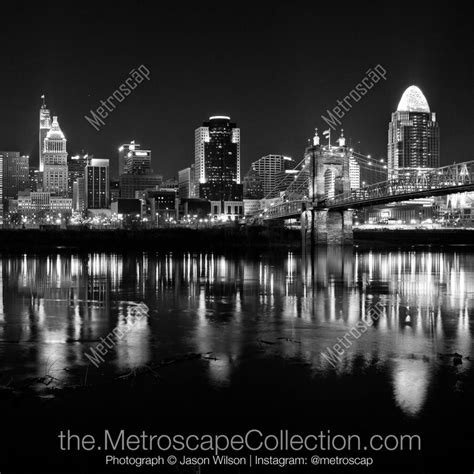 Black And White Picture Of The New Cincinnati Skyline From Covington