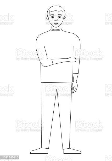 Man Standing Cartoon Character Isolated Vector Stock Illustration