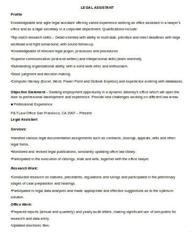 Can your resume properly defend your skills and experience? FREE 8+ Sample Legal Assistant Resume Templates in MS Word ...