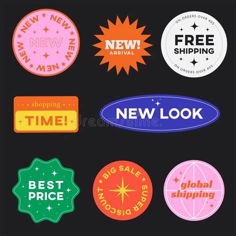 Set Of Retro Shopping Stickers Cute Sale Label Badges Trendy Free