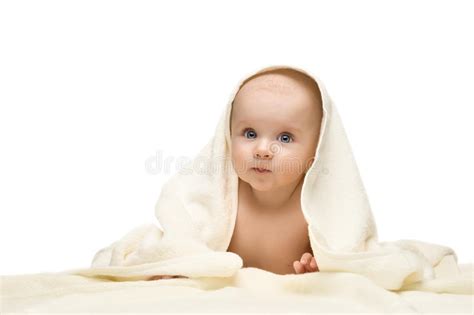 Baby Girl Is Hiding Under The Towel Stock Image Image Of Caucasian