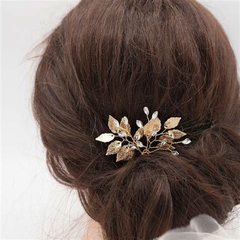 Golden Leaf Hair Pins Bridal Wedding Hair Pins Gold Hair Etsy
