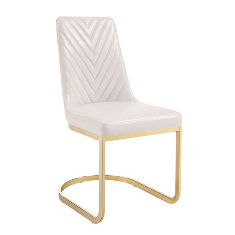 Metal Contemporary Dining Side Chair White And Gold Set Of 2 Walmart
