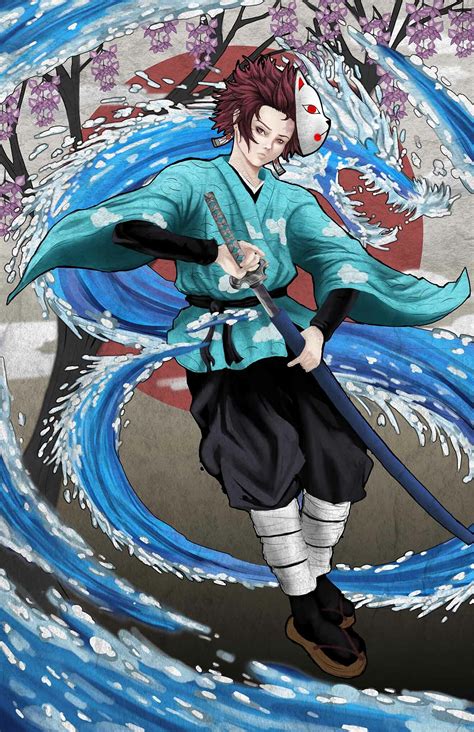 ArtStation - fanart de Tanjiro de Kimetsu no yaiba basado en el arte de
