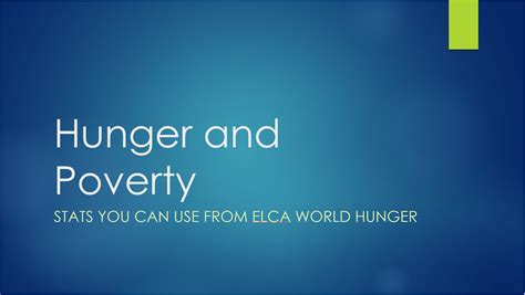 Elca World Hunger Blog Archive Hunger And Poverty By The Numbers