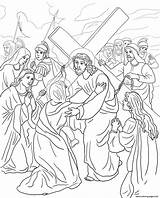 Coloring Jesus Mother Meets Friday Station Printable Fourth Drawing Cross Kreuzweg Supercoloring Stations Holy Week Via Draw Bible Veronica Bilder sketch template