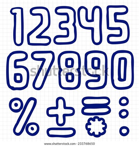 Sketched Free Hand Font Outlines Numbers Stock Vector Royalty Free