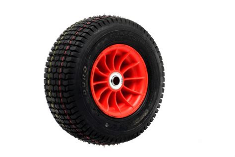 350 X 4 Inch Pneumatic Wheel Red Nylon Centre 34 Ball Bearing