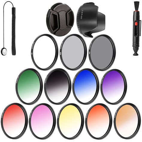 Opteka 52mm 9pc Grad Color 3pc Filter Kit For Canon Ef 300mm F28l