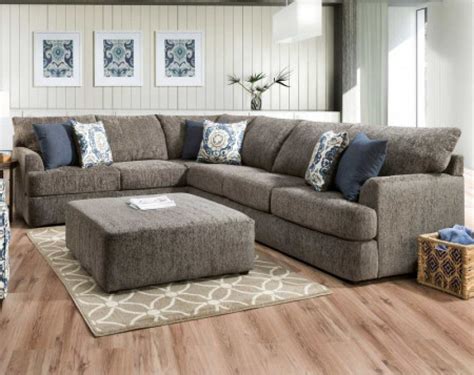 Grey Chenille Sectional Sofa Living Rooms American Freight