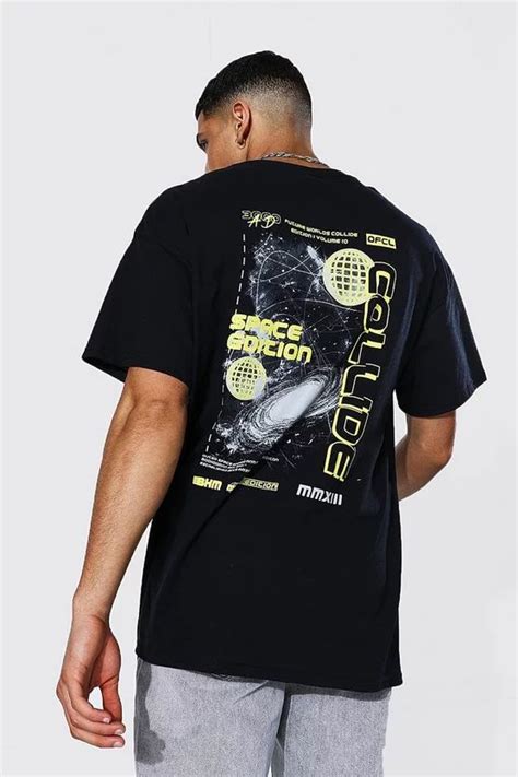 Oversized Galaxy Back Print T Shirt Boohooman Uk Streetwear Tshirt