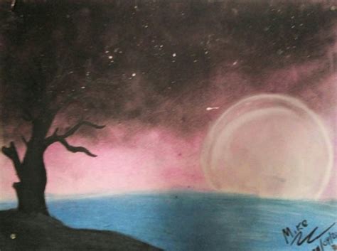 Paisaje Con Gises Pastel 😀🍰🌳🌙 Dibujarte Amino