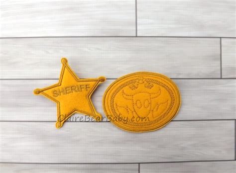 Toy Story Inspired Woody Buckle And Badge Set Felt