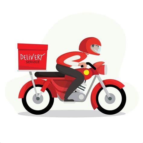 Delivery Man Riding A Red Scooter Illustration Food Delivery Man