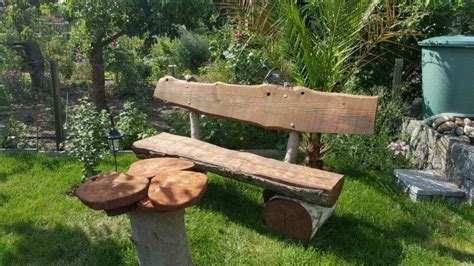 Rustikale Gartenbank Selbst Bauen Aus Holzstämmen Eiche Birke Und von Rustikale Gartenbank Aus ...