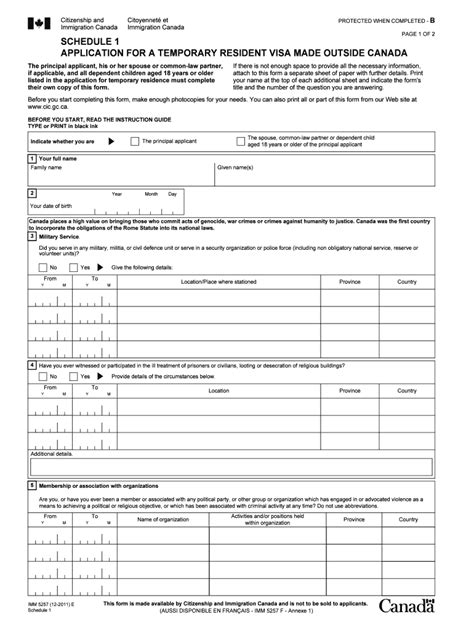 Imm 5257 Sch1 Fill Out And Sign Online Dochub