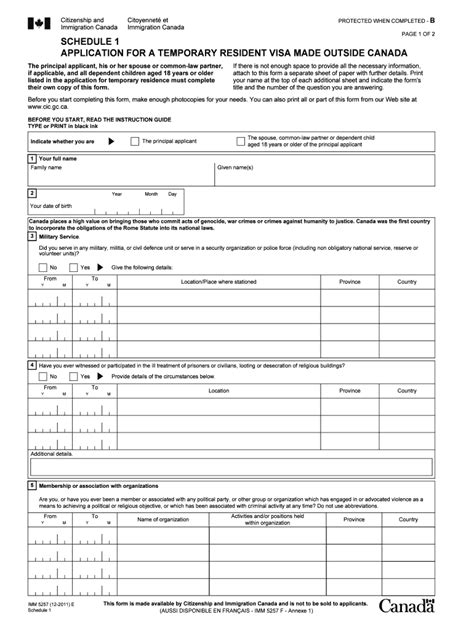 Imm 5257 Schedule 1 Fill Out And Sign Online Dochub