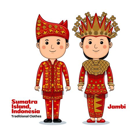 Premium Vector Couple Wear Jambi Indonesian Traditional Clothes