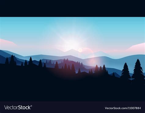 Mountain Landscape At Sunset And Dawn Royalty Free Vector