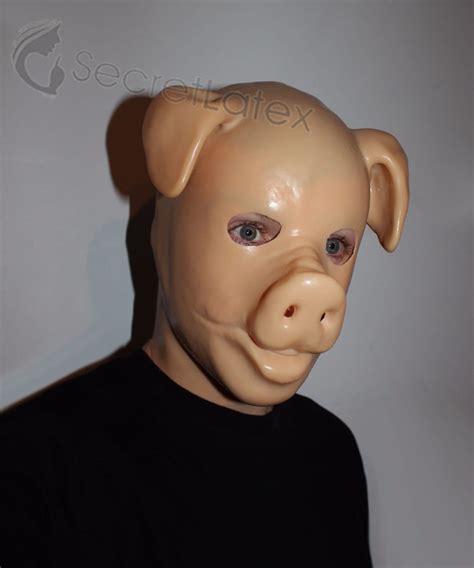 Nude Latex Pig Hood Rubber Fetish Full Head Bondage Mask Etsy