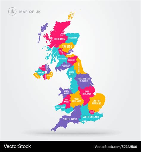 Political Map Of England With Regions Royalty Free Vector