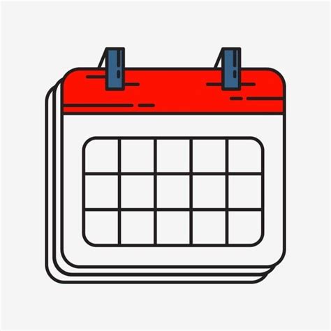 A Red And White Calendar With Two Blue Pins On The Top Of It Sitting